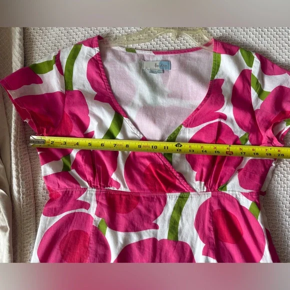 Boden Vibrant Carnation Pink/Kelly Green Cotton dress, 10, MSRP $119 - Picture 6 of 11